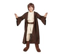 nezababy Jedi Costume Knight Costume Role Play for Boys Cloak Outfits Tunic Hooded Cape with Belt 4 Pcs Sets Halloween (Brown, Medium)