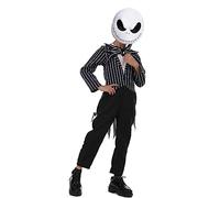 nezababy Kid Jack Costume Boys Skeleton Mask Nightmare Christmas Jumpsuit Cosplay Outfits Props for Halloween (Jack Costume, S/120)