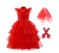 Nezababy Lydia Deetz Costume - 80s Beetlejuice Gothic Dress with Wig - Halloween Cosplay Outfit (M/120)
