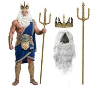 nezababy Poseidon Costume Accessories Trident Crown Set Gr od Cosplay Props Halloween Fancy Dress World Book Day