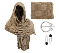 nezababycos Post Apocalyptic Hooded Shawl Scarf Medieval Renaissance Cowl Cloak Cape Tattered Viking Wizard Costume for Men Women (Brown)