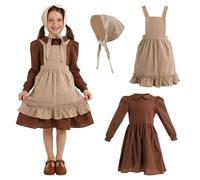nezafly Victorian Costume Girl Maid Apron Dress Kids Medieval Poor Outfit