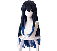 NEZIH Demon Slayer Kimetsu No Yaiba Hashibira Inosuke Cosplay Wig Gradient Long Straight Hair Wig Halloween Carnival Costume Wigs, with Wig Cap, Halloween Decoration Accessories, Anime Gift