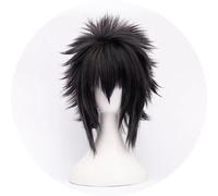 NEZIH Final Fantasy15 Noctis Lucis Caelum Black Curly Short Hair Heat Resistant Synthetic Hair for Cosplay Halloween Includes Wig Cap, Suitable for Halloween Party, Anime Carnival, Anime Gift