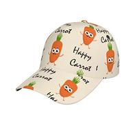 NEZIH Happy Carrot Print Unisex Snapback Washed Baseball Cap for Men Women - Adjustable Dad Bill Hat