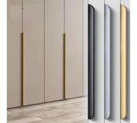 nezih Hidden Furniture Handles Gold Black Modern Aluminum Alloy Wardrobe Drawer Knobs Long Kitchen Cabinet Pulls Cupboard Door Handles 1Pcs (Color : Brushed Gold, Size : Length-200mm)
