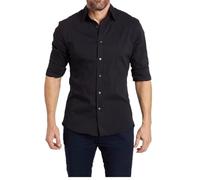 NEZIH Men's Stretch Zip Shirt Long Sleeve Business Fake Button Zipper Up Dress Shirts Casual Work Office Dress Shirts (Color : Black, Size : Small)