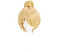 NEZIH Princess Tinker Bell Tinkerbell Cosplay Wigs Short Blonde Hair with Bun Heat Resistant Synthetic Hair Wig + Wig Cap, Decorative Accessories, Anime Fan Gift