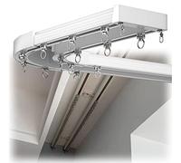 NEZIH Silence Curtain Track,Double Curtain Rails with 90 Degree Corner,Curtain Rods for U/L-Shaped/Bay Windows/White/1M/3Ft