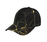 NEZIH Unisex Snapback Washed Black Gold Marble Print Baseball Cap for Men Women - Adjustable Dad Bill Hat