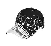 NEZIH Unisex Snapback Washed Black White Music Note Print Baseball Cap for Men Women - Adjustable Dad Bill Hat