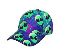 NEZIH Unisex Snapback Washed Green Aliens Print Baseball Cap for Men Women - Adjustable Dad Bill Hat