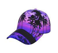 NEZIH Unisex Snapback Washed Palm Tree Purple Sunset Print Baseball Cap for Men Women - Adjustable Dad Bill Hat