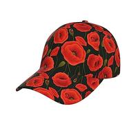 NEZIH Unisex Snapback Washed Poppy Flowers Print Baseball Cap for Men Women - Adjustable Dad Bill Hat