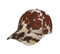 NEZIH Unisex Snapback Washed Red and White Cowhide Print Baseball Cap for Men Women - Adjustable Dad Bill Hat