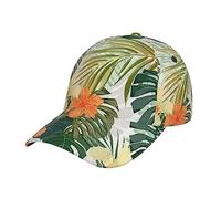 NEZIH Unisex Snapback Washed Vegetation Leaves with Hibiscus Flowers Print Baseball Cap for Men Women - Adjustable Dad Bill Hat