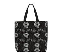 NEZIH Volcano Print Zipper Waterproof Tote Bag For Women Shopping Gift Grocery Reusable Bags, Supernatural Symbols Black, One Size