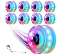 Nezylaf 8 Pack 78A Light up Roller Skate Wheels 32 x 58mm, Luminous Skate Wheels with Bearings Installed for Indoor or Outdoor Double Row Skating and Skateboard Accessories