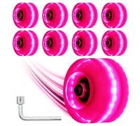 Nezylaf Light Up Roller Skate Wheels 8 Pack, 78A Hardness LED Skateboard Wheels with Premium ABEC-9 Bearings, Illuminating Roller Skate Accessories for Outdoor Indoor Quad Skates