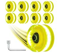 Nezylaf Light Up Roller Skate Wheels 8 Pack, 78A Hardness LED Skateboard Wheels with Premium ABEC-9 Bearings, Illuminating Roller Skate Accessories for Outdoor Indoor Quad Skates
