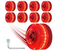 Nezylaf Light Up Roller Skate Wheels 8 Pack, 78A Hardness LED Skateboard Wheels with Premium ABEC-9 Bearings, Illuminating Roller Skate Accessories for Outdoor Indoor Quad Skates