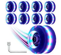 Nezylaf Light Up Roller Skate Wheels 8 Pack, 78A Hardness LED Skateboard Wheels with Premium ABEC-9 Bearings, Illuminating Roller Skate Accessories for Outdoor Indoor Quad Skates