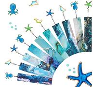 Nezyo 10 Pieces Ocean Bookmarks Page Markers with 10 Multi Ocean Marine Animal Pendants for Students Teachers School Classroom Reading Favor