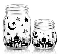 Nezyo 1224 Pieces Ramadan Jar Decals Eid Mubarak Stickers Vinyl Ramadan Kareem Window Wall Clings Mosque Night Light DIY Crafts Religious Stickers for Ramadan Muslim Decoration Party Favor