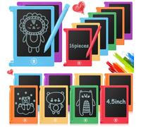 Nezyo 16 Pieces 4.5 Inch Mini LCD Writing Tablet for Kids Electronic Doodle Board Colorful Drawing Tablet Bulk Erasable Writing Pad Reusable Learning Gift for Girls Boys Party Favor (6 Colors)