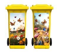 Nezyo 2 Sheets Wheelie Bin Stickers, Butterfly Dustbin Sticker Decorative Self Adhesive Waterproof Large Bin Decal for Dustbin Fridge Wall Indoor Outdoor Home Decor, 14.37 x 30.71 Inch