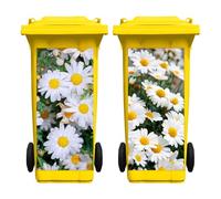 Nezyo 2 Sheets Wheelie Bin Stickers, Daisy Flowers Dustbin Sticker Decorative Self Adhesive Waterproof Large Floral Bin Decal for Dustbin Fridge Wall Indoor Outdoor Home Decor, 14. 37 x 30. 71 Inch