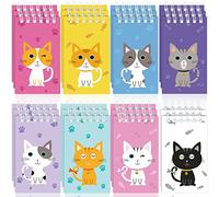 Nezyo 24 Pcs Cat Animal Mini Notepad Cute Cat Spiral Pocket Notebook Pet Kitty Memo Spiral Tiny Notebooks for Pet Party Favors Kids Birthday Party Classroom School Goodie Bags Stuffers(Cartoon Style)