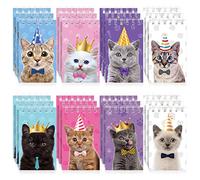 Nezyo 24 Pcs Cat Animal Mini Notepad Cute Cat Spiral Pocket Notebook Pet Kitty Memo Spiral Tiny Notebooks for Pet Party Favors Kids Birthday Party Classroom School Goodie Bags Stuffers(Vivid Style)