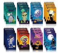 Nezyo 24 Pieces Halloween Mini Spiral Notepads Party Favors Notebooks 8 Designs Ghost Spiders Pumpkin Spiral Notebook Halloween Prizes Goody Bag Filler for Halloween Party School Supplies