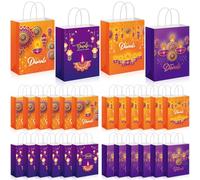 Nezyo 24 Pieces Happy Diwali Gift Bags with Handle Festival of Lights Treat Bags Diwali Theme Party Favor Bag Candy Bags for Indian Diwali Light Party Supplies Decorations