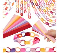 Nezyo 240 Sheets Bright Paper Chain Strips Construction Paper About 46 Feet in Total Length 1 x 8 Inch Assorted Colors DIY with 1 Roll Double Sided Tape (Valentine Colors)