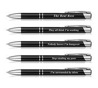 Nezyo 5 Pcs Funny Boss Pens Black Ballpoint for Novelty Set Stationary Sets Women Leaving Presents Colleagues and Men Boyfriend Girlfriend Accessories Birthday