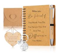 Nezyo 5 Pcs Thank You Gift for Colleagues Women Teacher Leaving Gifts Wooden Heart Plaque Motivational Notepad Organza Bag Pen Keychain Positive Gifts for Daughter Friends Coworker(Be Proud)