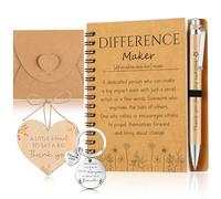 Nezyo 5 Pcs Thank You Gift for Colleagues Women Teacher Leaving Gifts Wooden Heart Plaque Motivational Notepad Organza Bag Pen Keychain Positive Gifts for Daughter Friends Coworker(Difference)