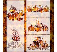 Nezyo 5 Pieces Fall Pumpkin Stencils 11.7 x 8.3 Inches Thanksgiving Autumn Stencils Pumpkin Painting Template Plastic Harvest Templates for DIY Drawing Painting Crafts Arts Farmhouse Decoration