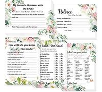Nezyo 50 Pieces Hen Night Party Do Card Games Includes 5 Games Advice for the Bride Cards How Well Do You Know the Bride Hen What's in Your Purse Card(Flower)