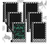 Nezyo 6 Pack Race Car Checked LCD Writing Tablet, 4.6'' Plaid Pattern Board Drawing Tablet, Race Car Birthday Supplies, Goodie Bags Stuffers, End of Year Gifts