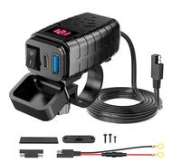 NFAHBAQA Motorcycle Phone Charger for Kawasaki Ninja 500 2005-2024, PD Quick Charge, QC 3.0 USB Station, with Voltmeter, ON/Off Switch, Waterproof Charging Dock,Red