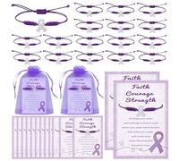 NFAMRZCAR Breast Cancer Awareness Bracelets Kits, M, Wax rope, Paper, Alloy, 1