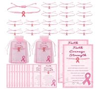 NFAMRZCAR Breast Cancer Awareness Bracelets Kits, M, Wax rope, Paper, Alloy, 1