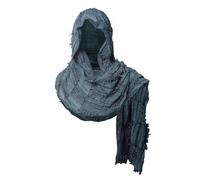 NFAOEGJ Medieval Scarf Cowl Men with Brooch, Post Apocalyptic Shawl, Viking Cowl Hood Cloak, Renaissance Hooded Shaw for Halloween Cosplay (Blue)