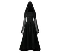 NFAOEGJ Women's Medieval Costume, Victorian Renaissance Vintage Dress with Butterfly Sleeve - Gothic Punk Dress for Halloween Cosplay Party (XL)