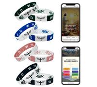 NFC Bible Verse Bracelet Set - 4Pcs Christian Bracelets Daily Bible Verse Bracelet Inspirational Friendship Bracelet, Wearable Elastic Bible Bracelet Christian Wristbands Bible Gifts, One Size