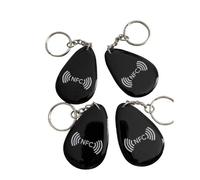 NFC blank keychain - 4 PACK NFC Keychain Tags - Rewritable NFC Keyrings with NTAG213 Chip - Black NFC Tags Compatible with iPhone & Android - NXP Chip - For App Links, Automation 4 Pcs