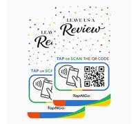 NFC Business Review Card with QR Code - Contactless Tap or Scan for Instant Google Reviews - Compatible with iPhone & Android - Reusable Smart Tap NFC & QR, White, 2 Count